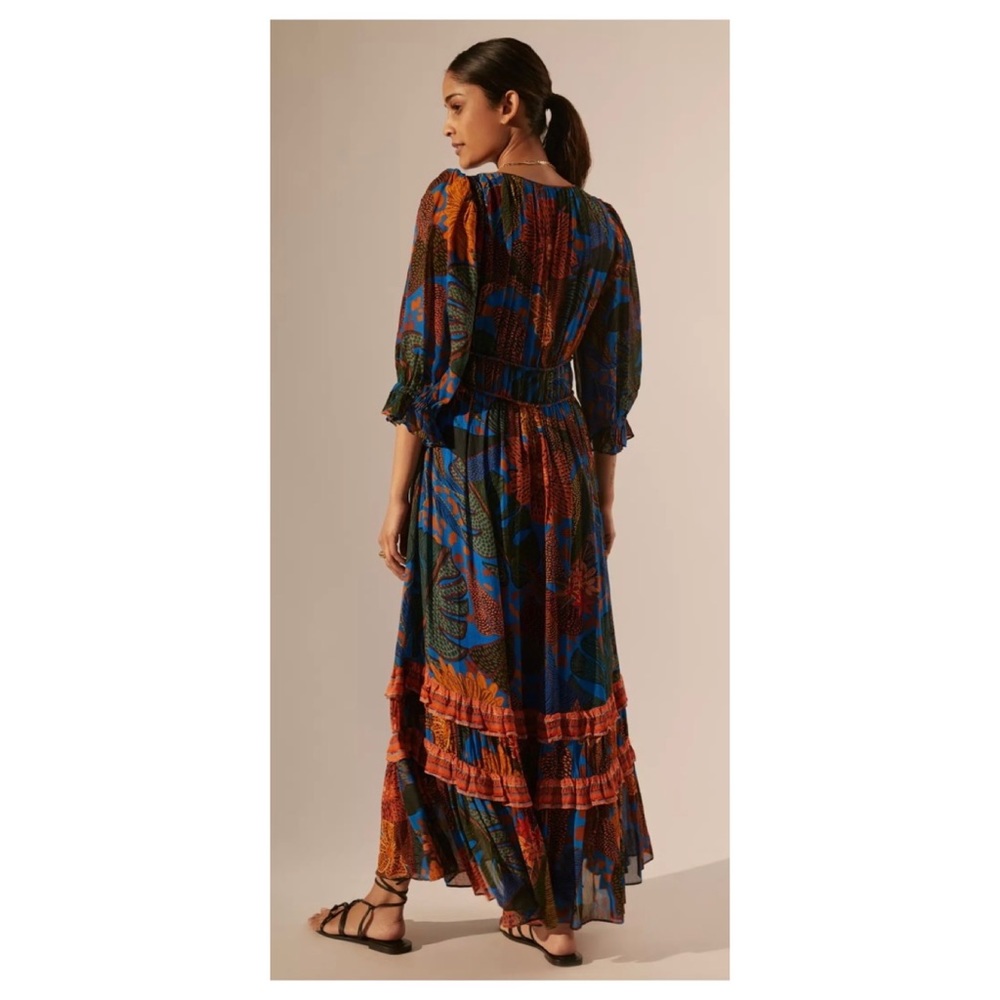 FARM Rio Blue and Orange Floral Maxi Dress - Picture 3 of 14